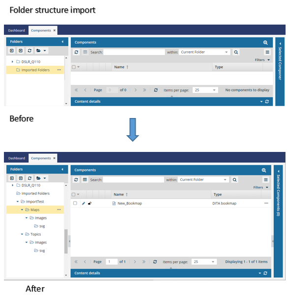 Import a folder structure from the Components browser
